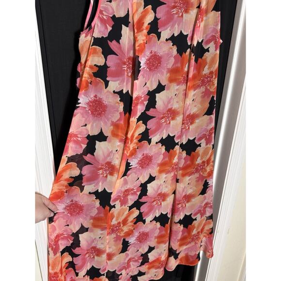 Maggie Barnes Dress 16W Pink Orange Floral‎ Maxi Flowy Beachy Casual Colorful - Picture 3 of 6